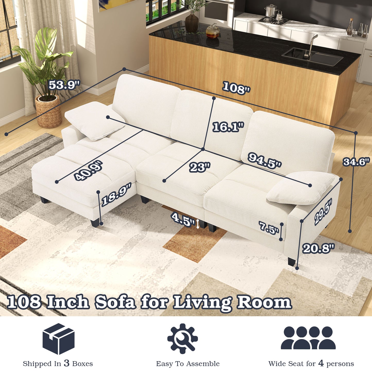 Convertible Sectional Couches for Living Room