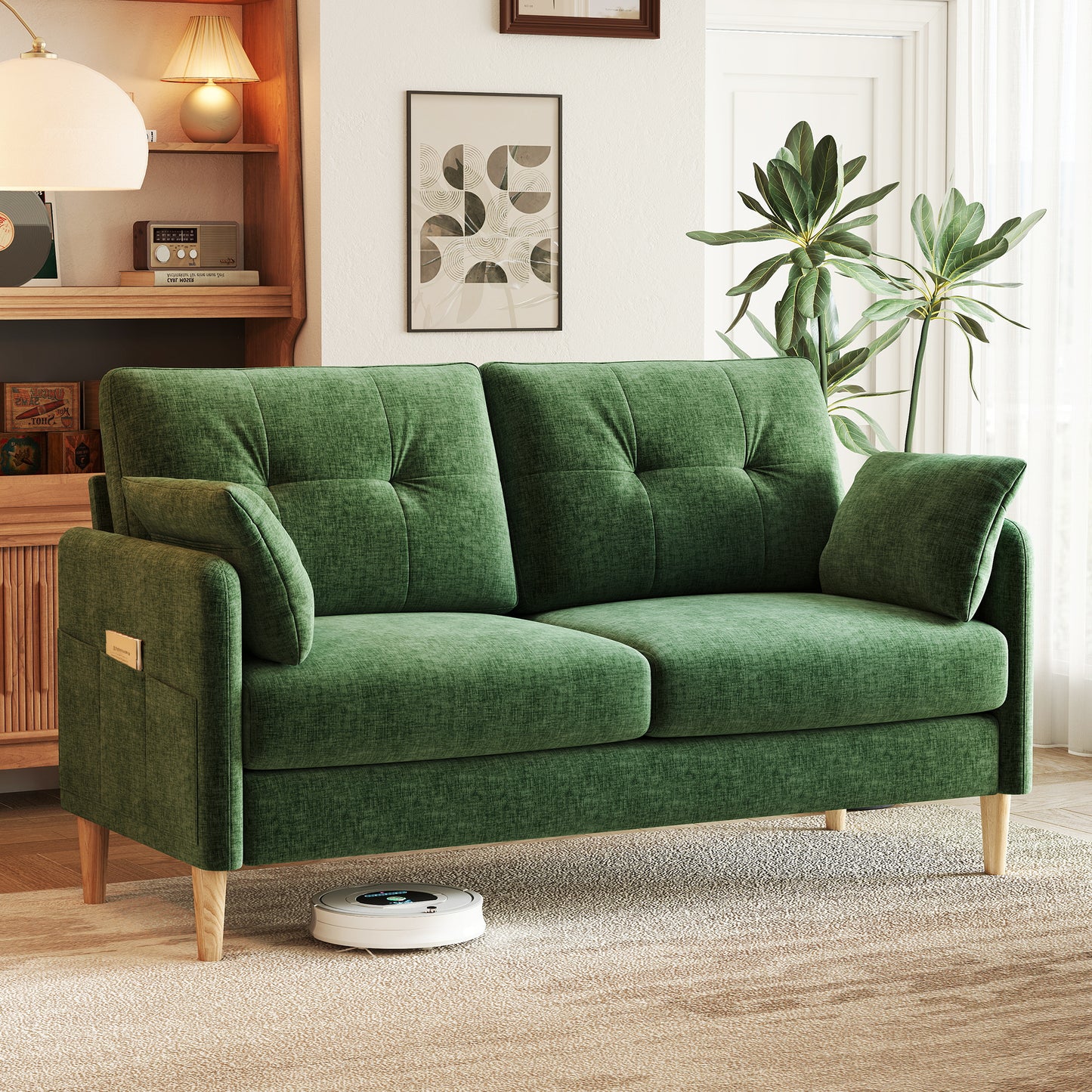 47'' Wide LoveSeat, 2-seat Chenille sofa with 2 Pillows for Living Room and Small Spaces