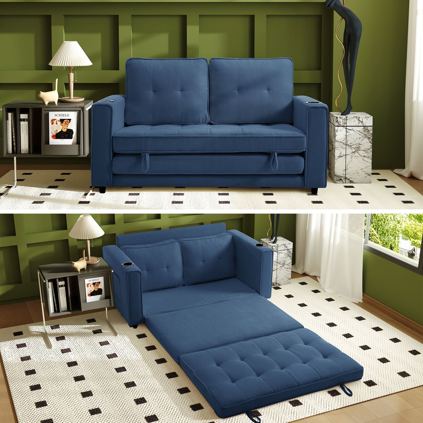 Comfy 3-in-1 Fordable Loveseat Sofa Couch for Small Space