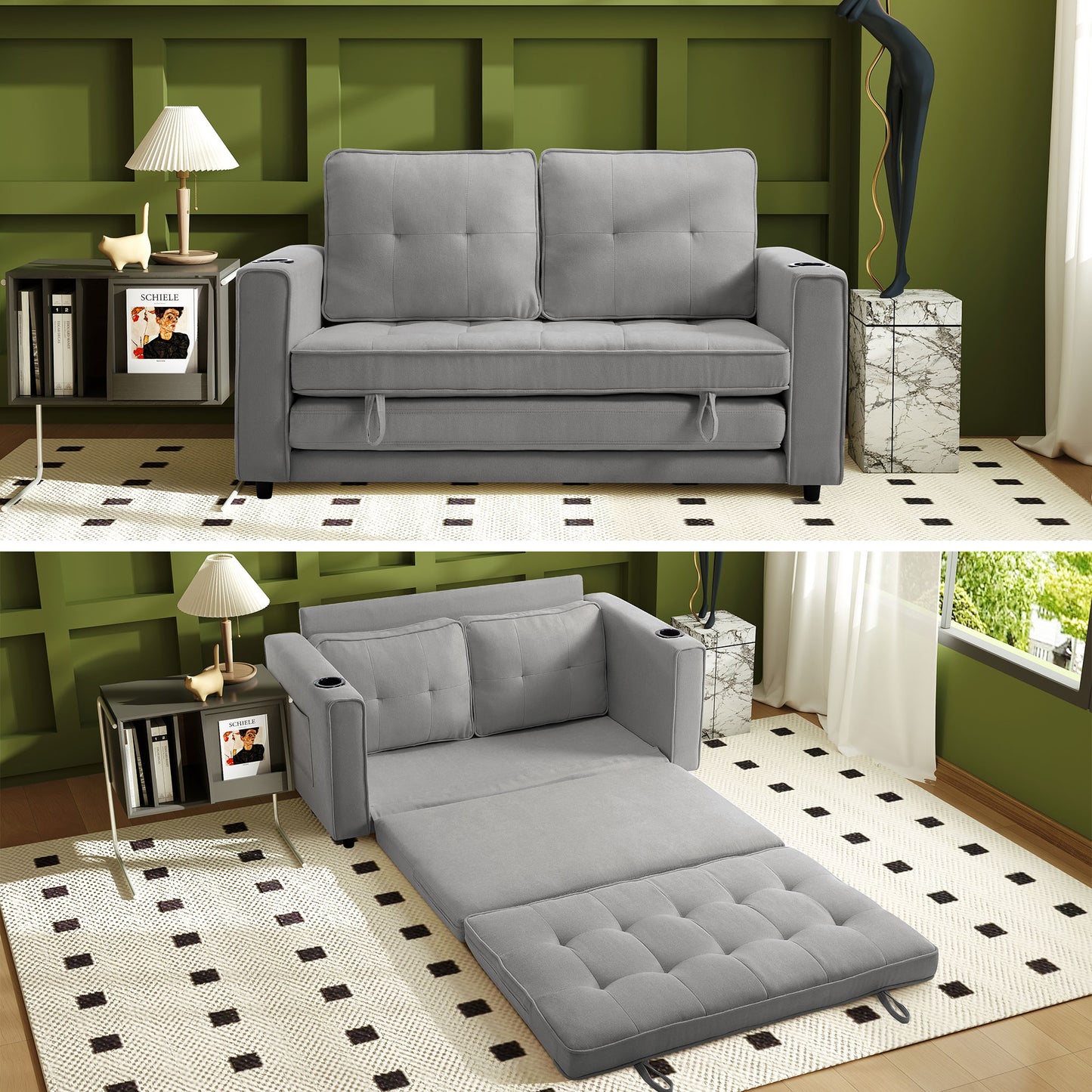 Comfy 3-in-1 Fordable Loveseat Sofa Couch for Small Space