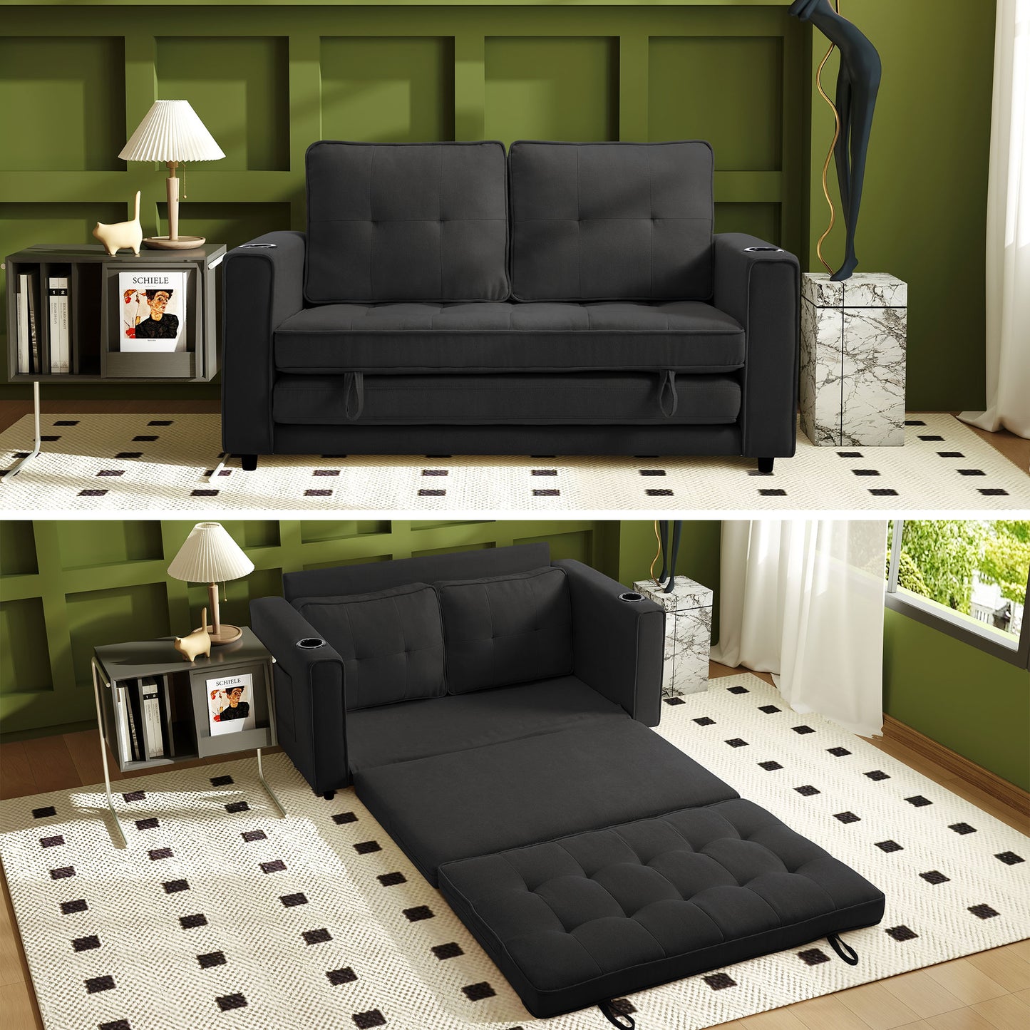 Comfy 3-in-1 Fordable Loveseat Sofa Couch for Small Space