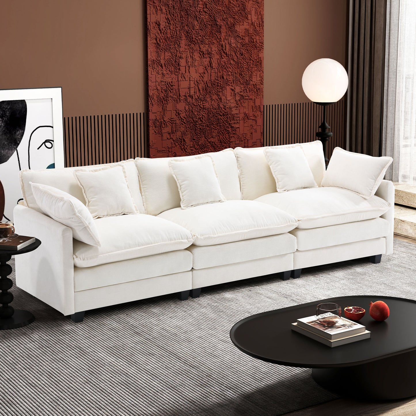 Modern Chenille Sectional Sofa Cloud Couch for Living Room