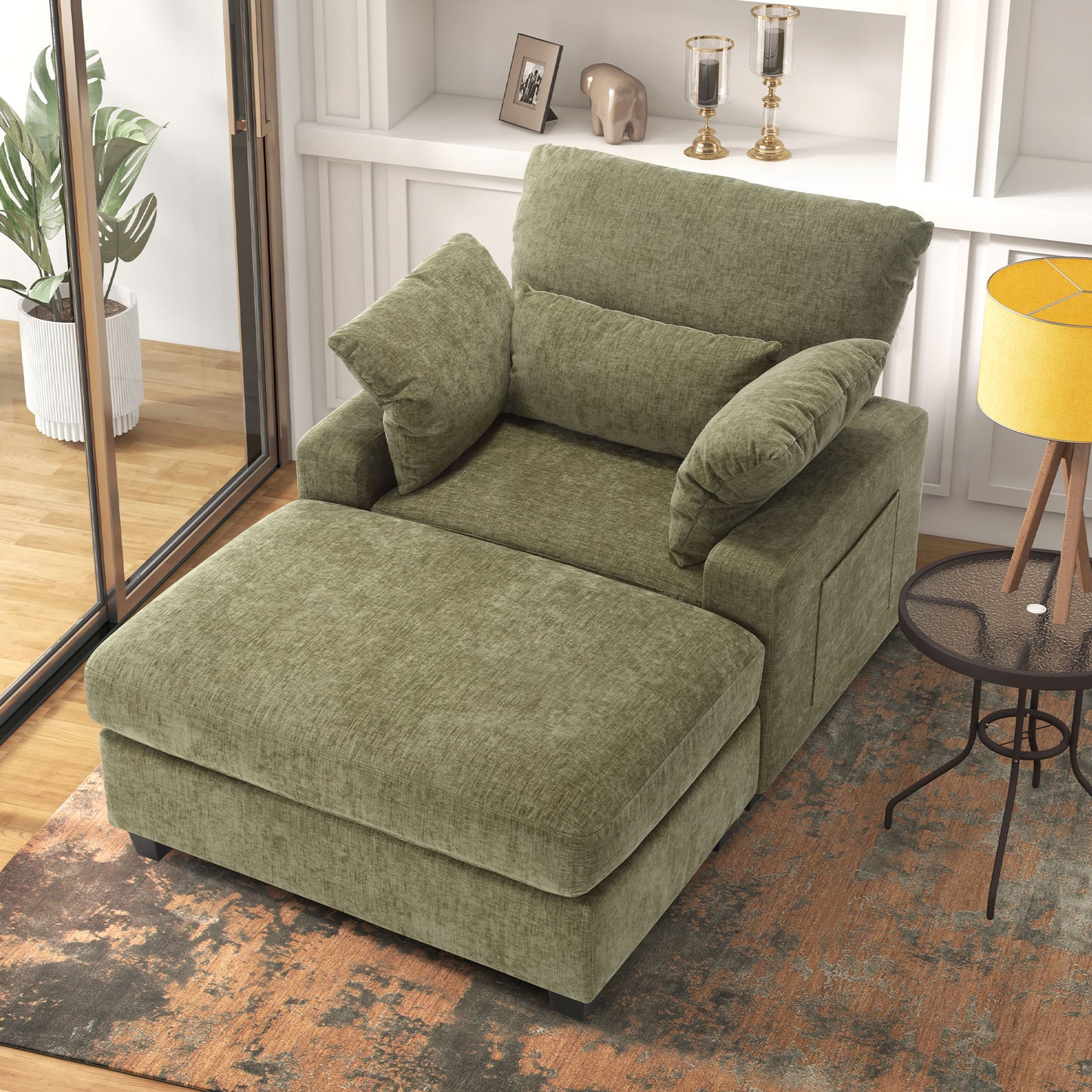 Oversized Accent Chair with Ottoman