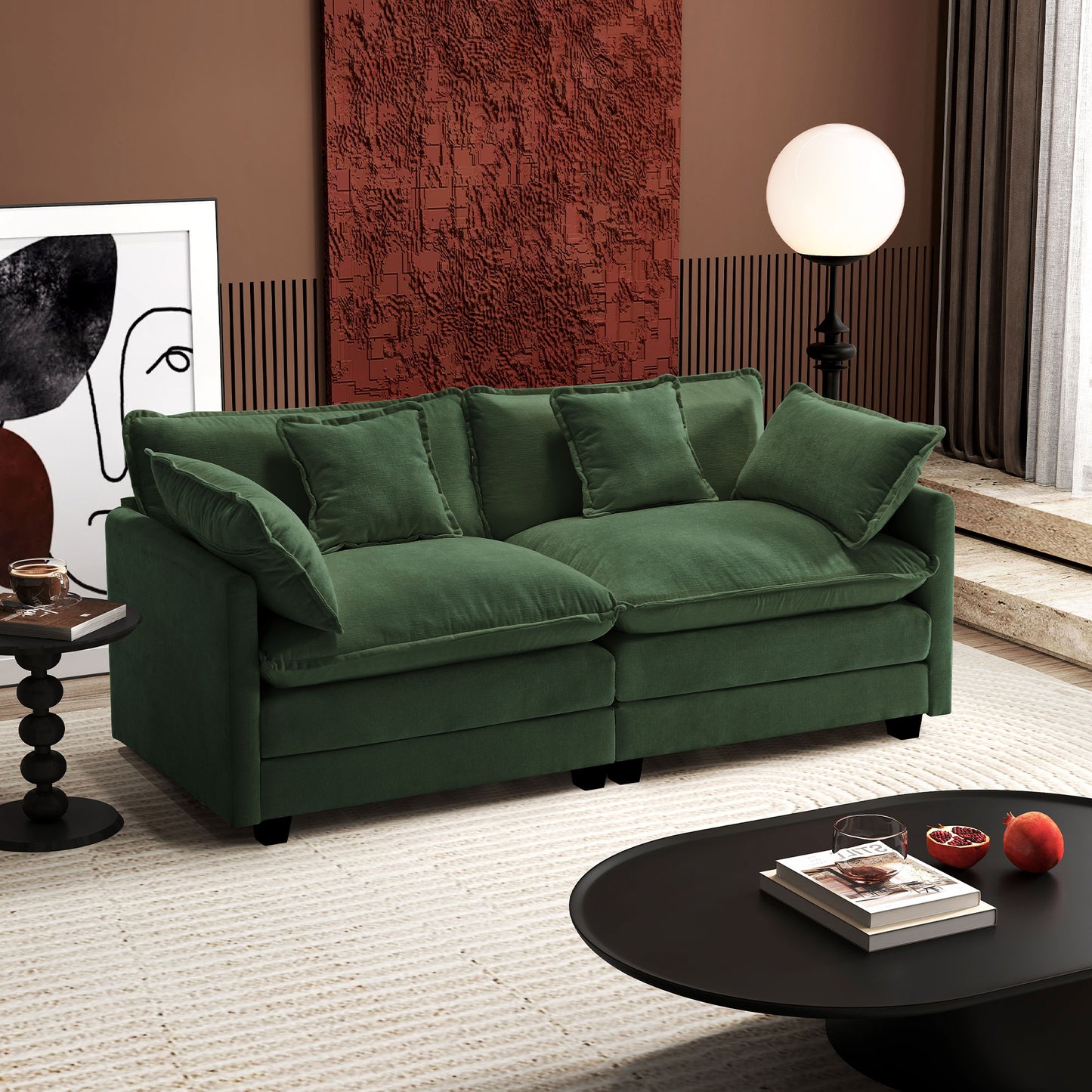 Modern Chenille Sectional Sofa Cloud Couch for Living Room