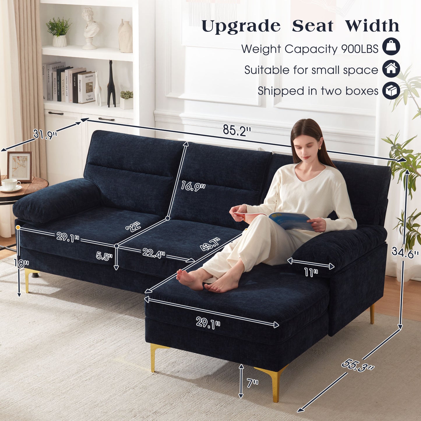 85'' Modern Sectional Sofas Couches for Living Room