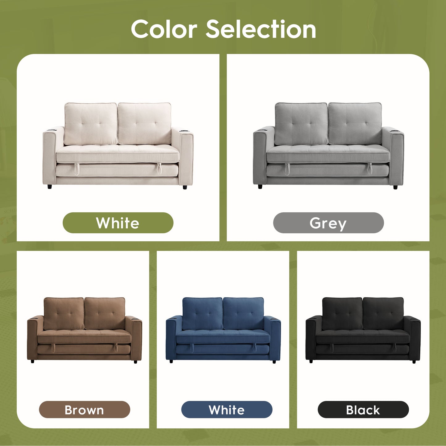 Comfy 3-in-1 Fordable Loveseat Sofa Couch for Small Space