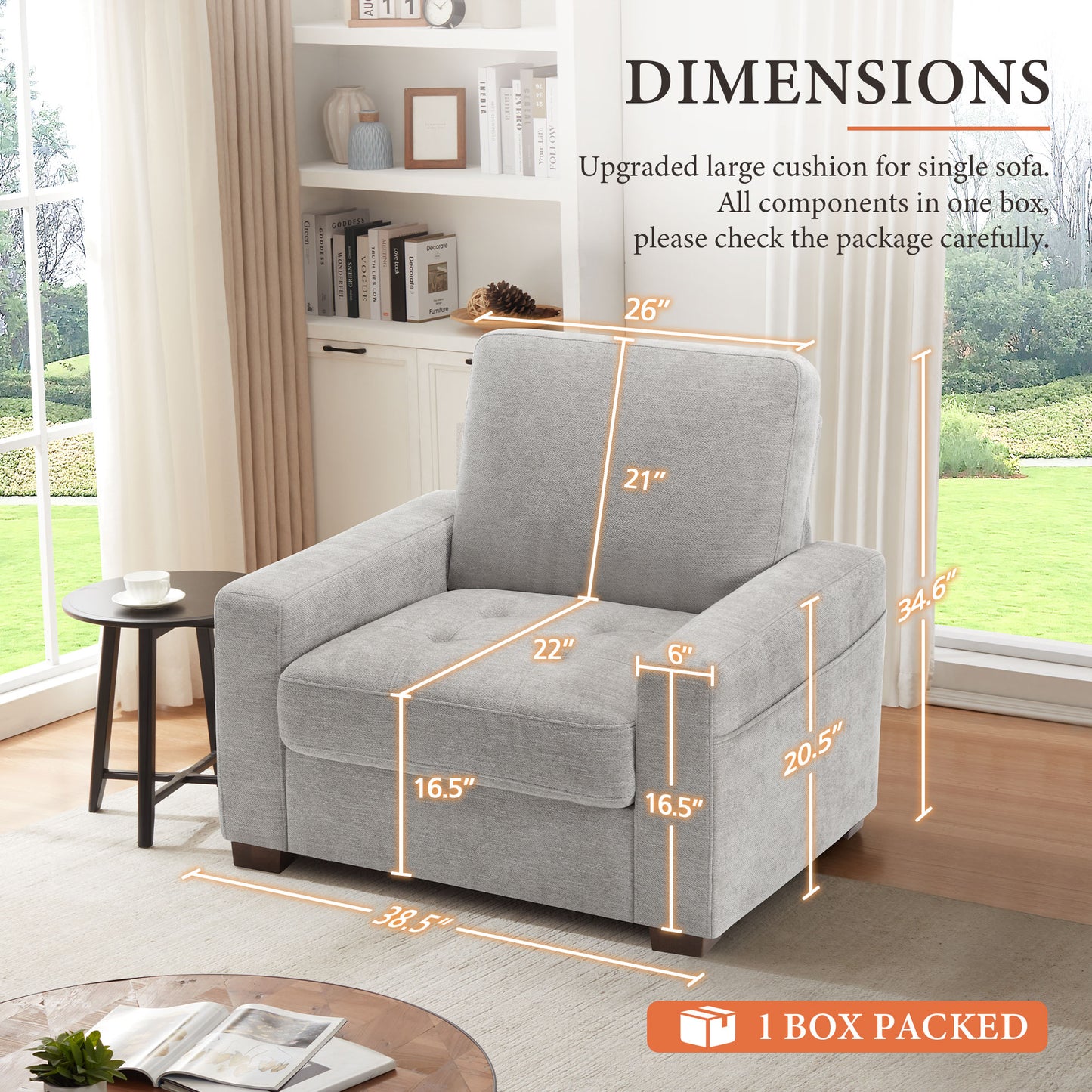 38.5'' Wide Modern Accent Chair & Single Sofa Lounge for Living Room
