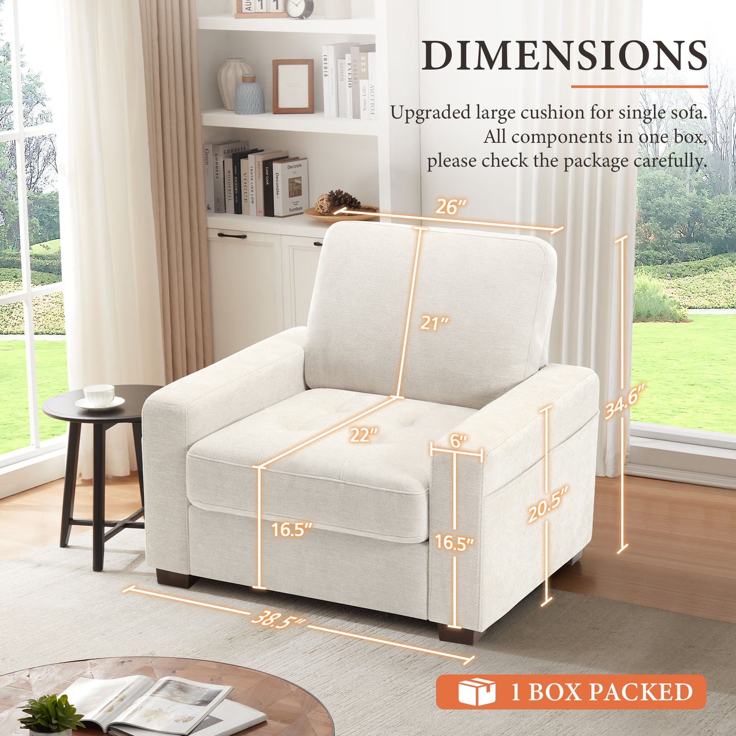 38.5'' Wide Modern Accent Chair & Single Sofa Lounge for Living Room