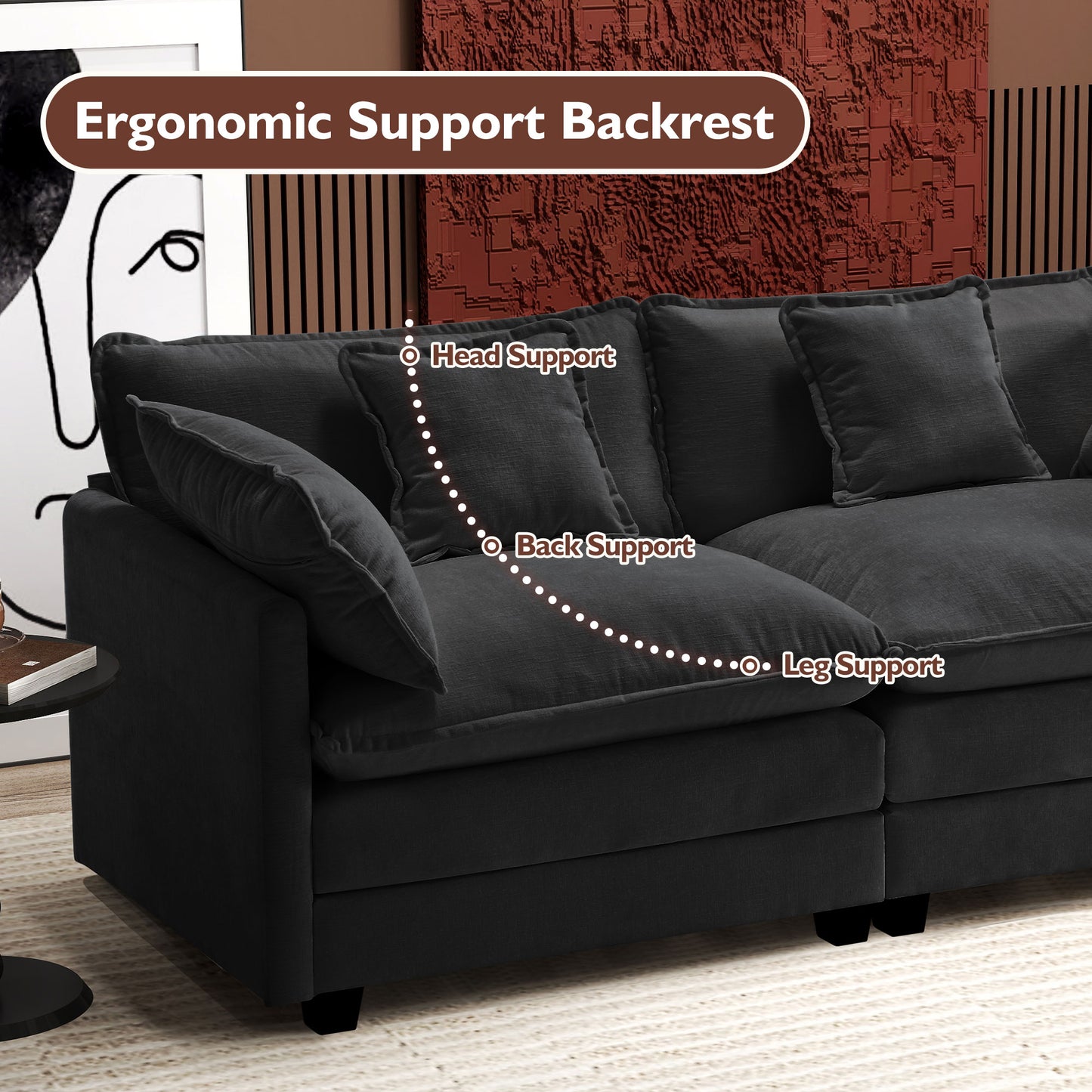 Modern Chenille Sectional Sofa Cloud Couch for Living Room