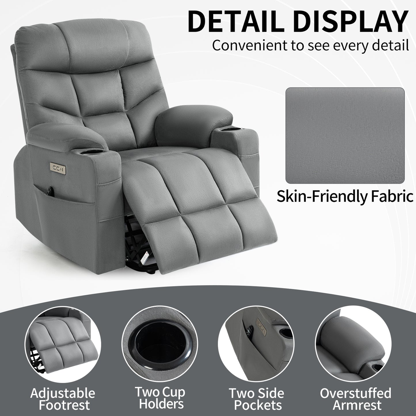 0060 Power Lift Recliner Chair for Elderly with Removable Cover