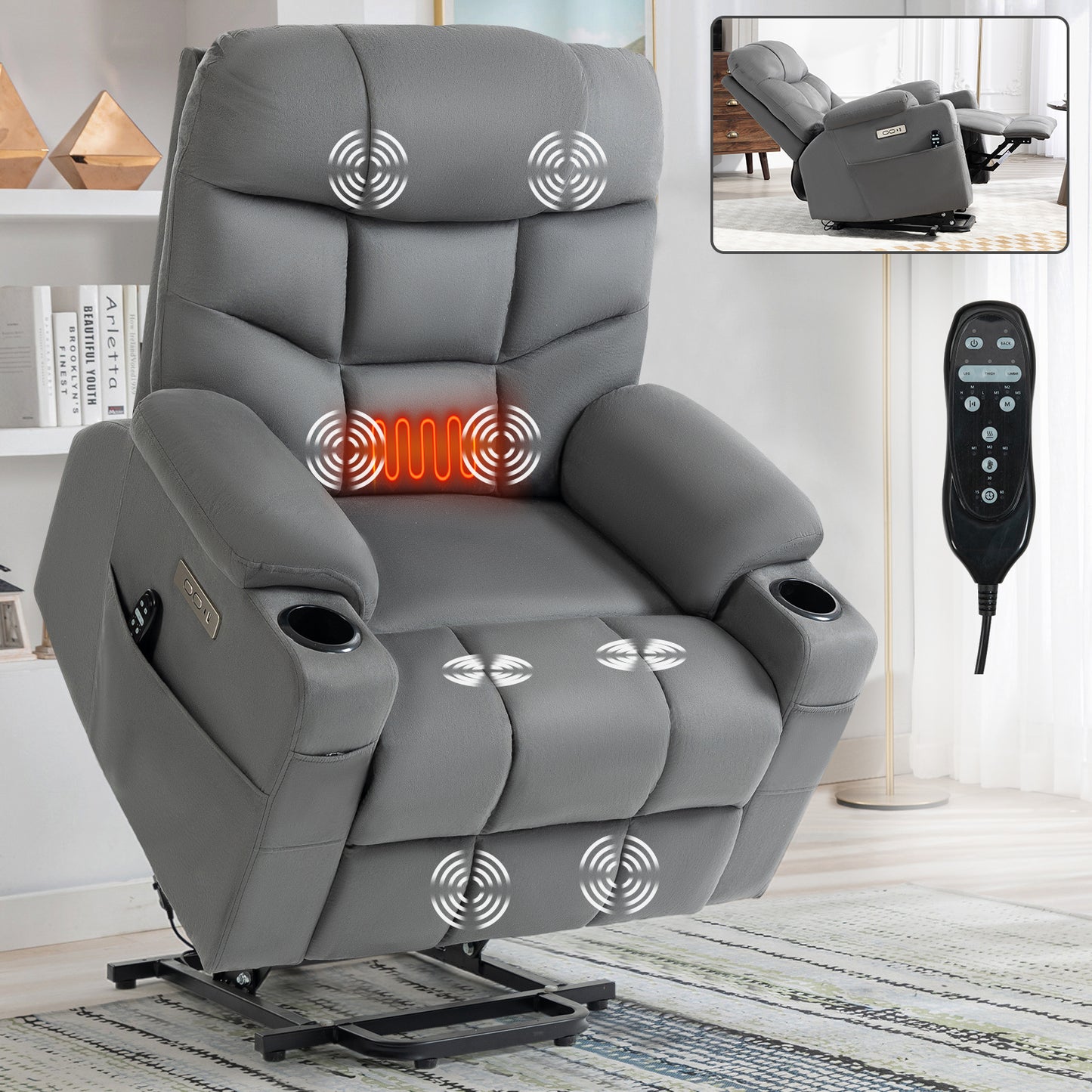 0060 Power Lift Recliner Chair for Elderly with Removable Cover