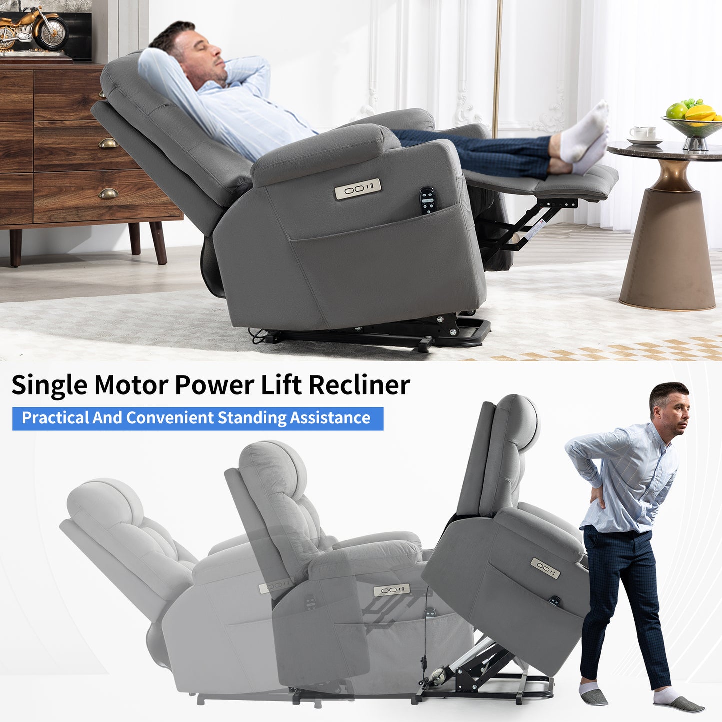 0060 Power Lift Recliner Chair for Elderly with Removable Cover