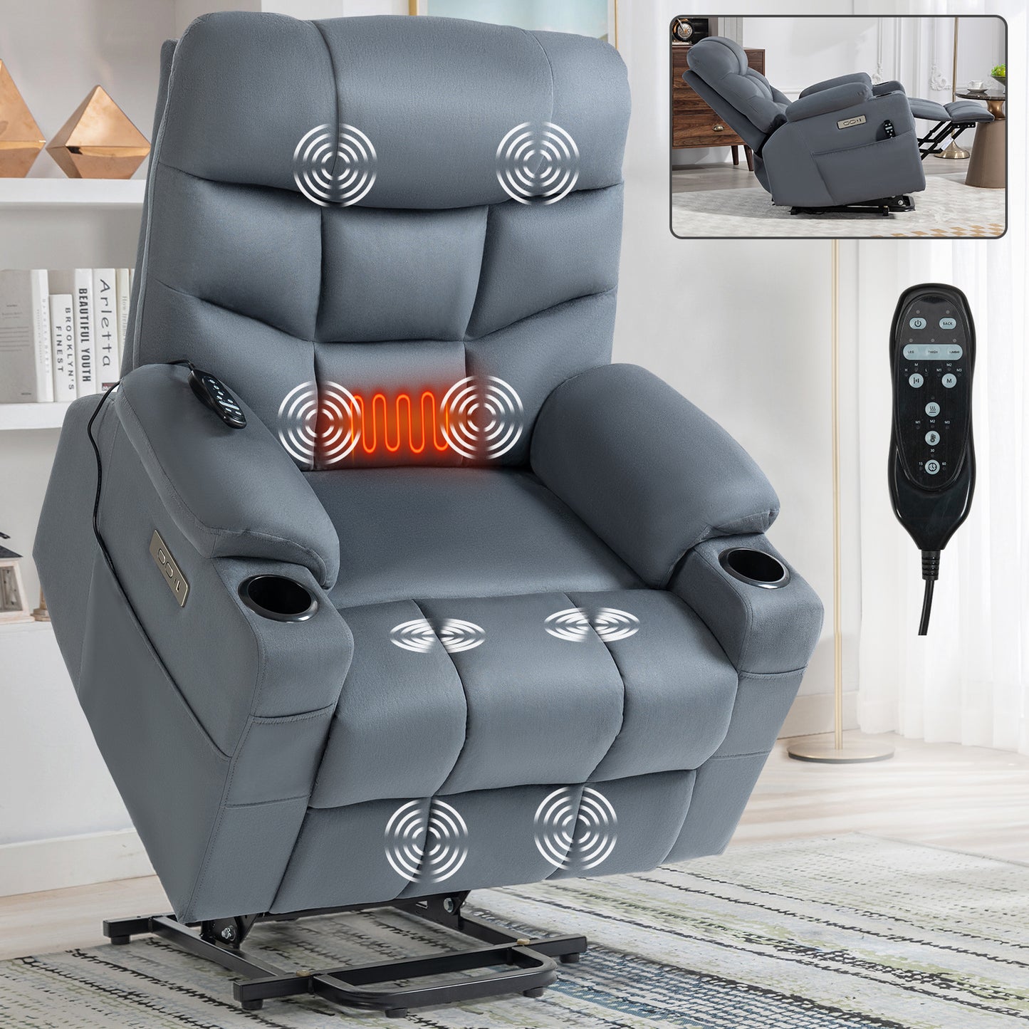 0060 Power Lift Recliner Chair for Elderly with Removable Cover