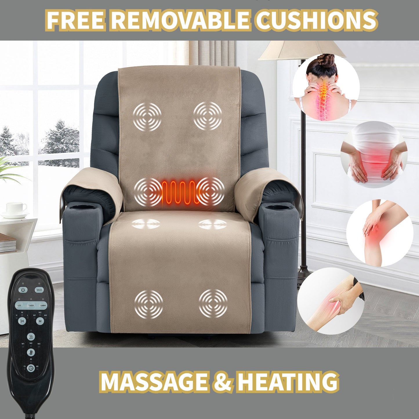 0060 Power Lift Recliner Chair for Elderly with Removable Cover