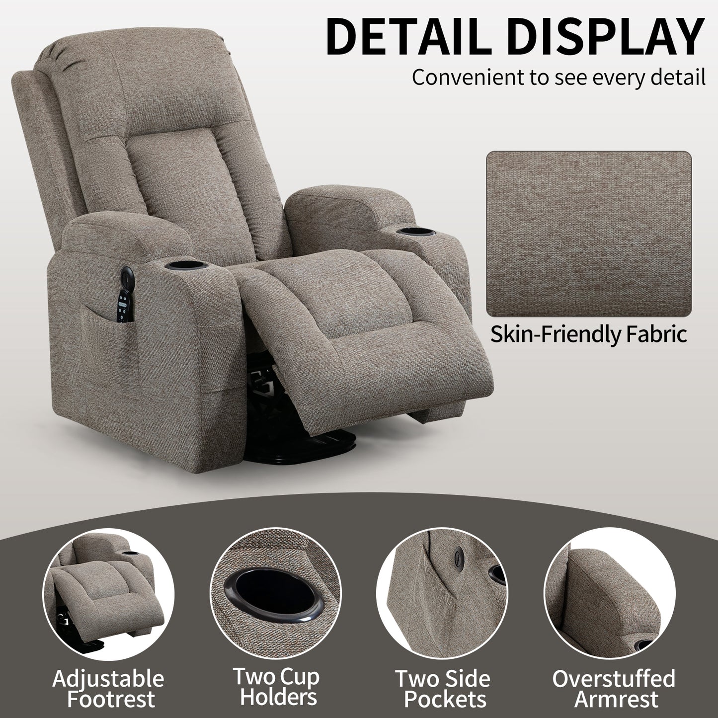 0029 Power Lift Recliner Chair Sofa with Massage and Heat for Elderly