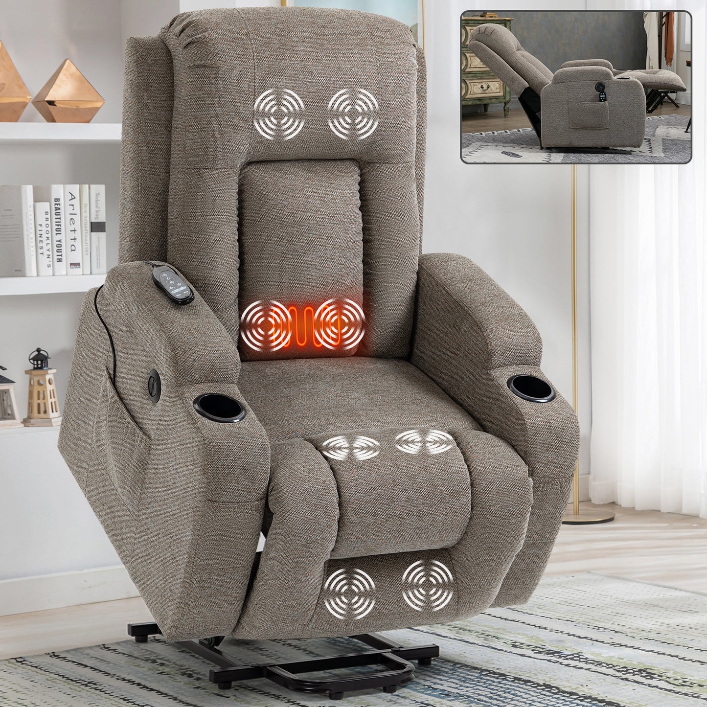 0029 Power Lift Recliner Chair Sofa with Massage and Heat for Elderly