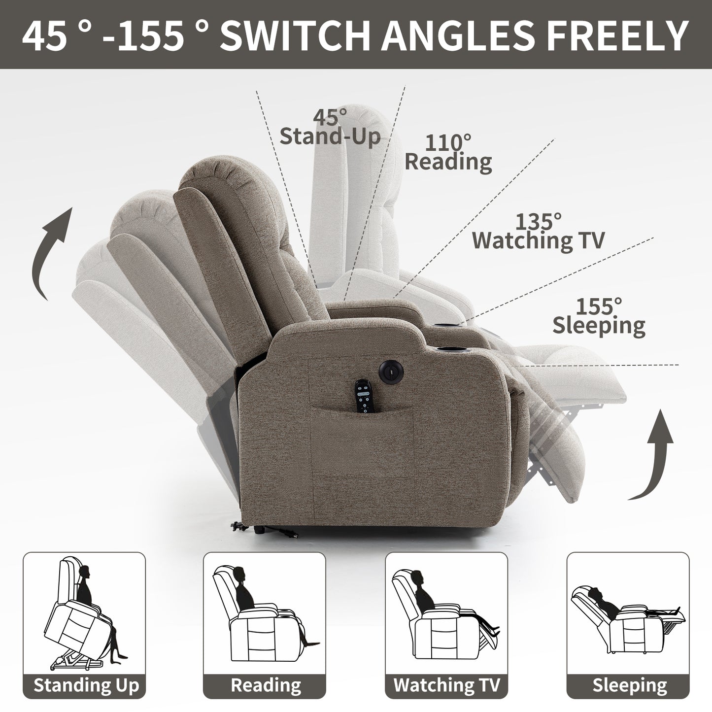 0029 Power Lift Recliner Chair Sofa with Massage and Heat for Elderly