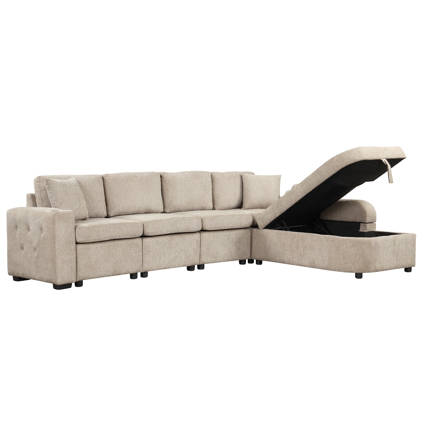 110’’ L-Shape Convertible Sectional Couches with Storage Chaise