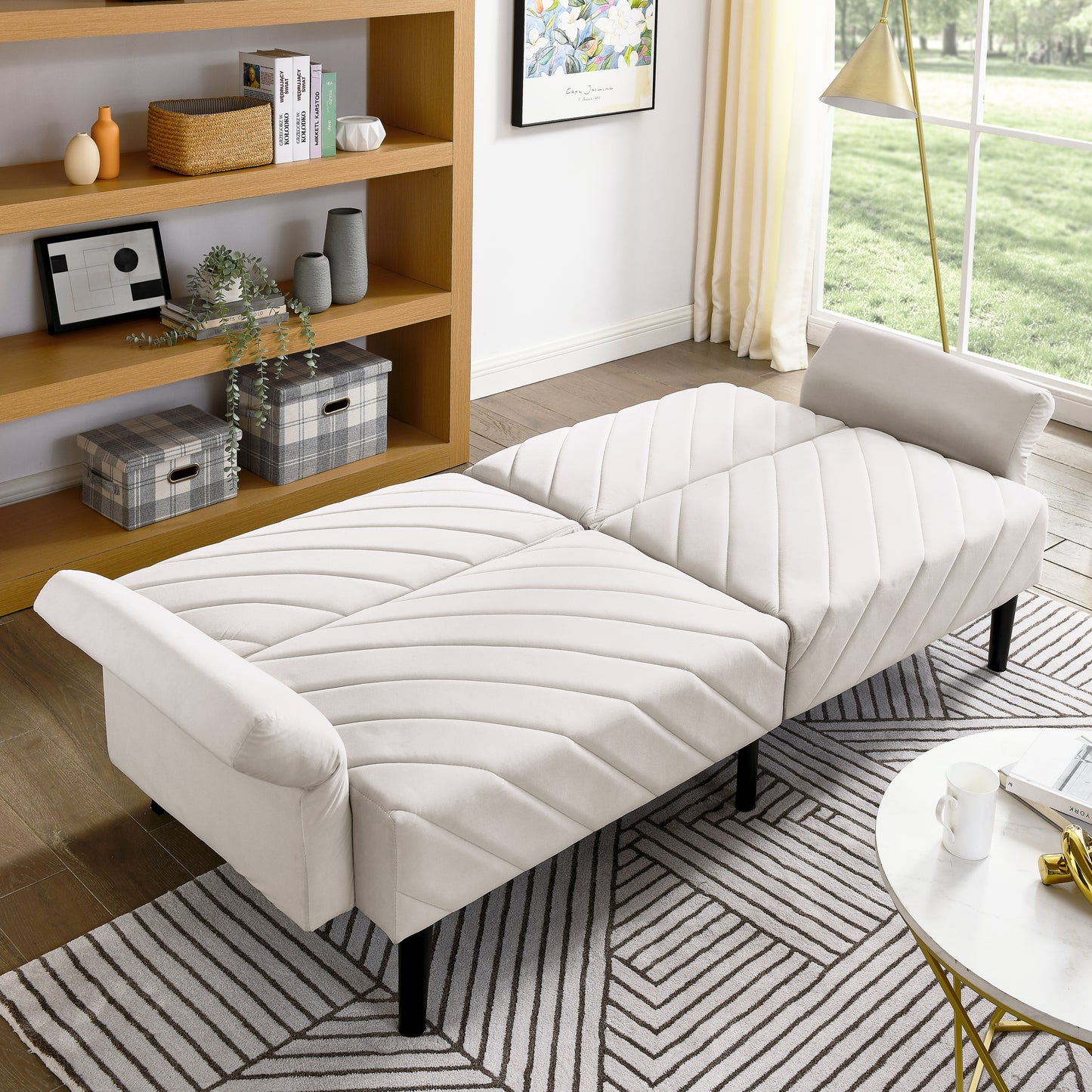87'' Loveseat Sleeper Velvet Futon Sofa Bed