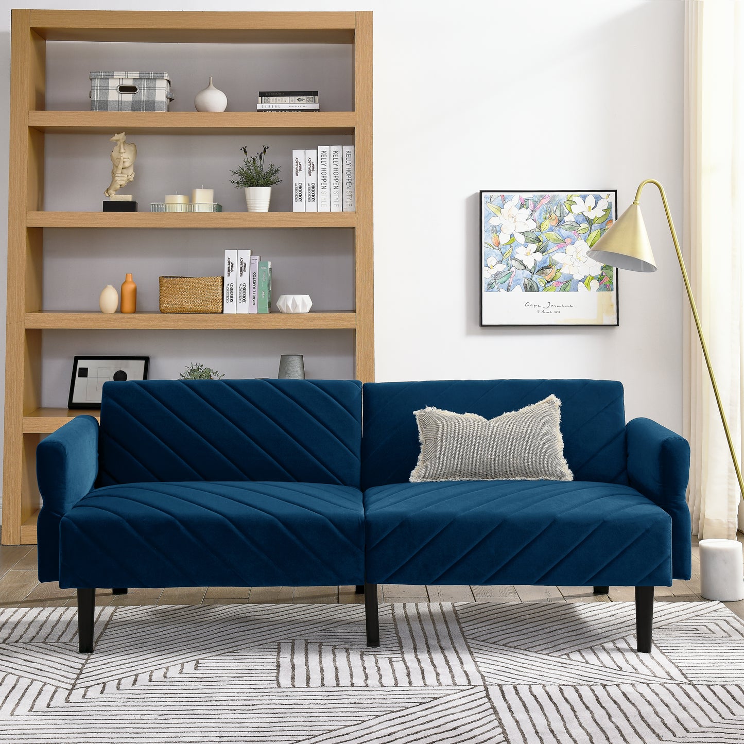 87'' Loveseat Sleeper Velvet Futon Sofa Bed