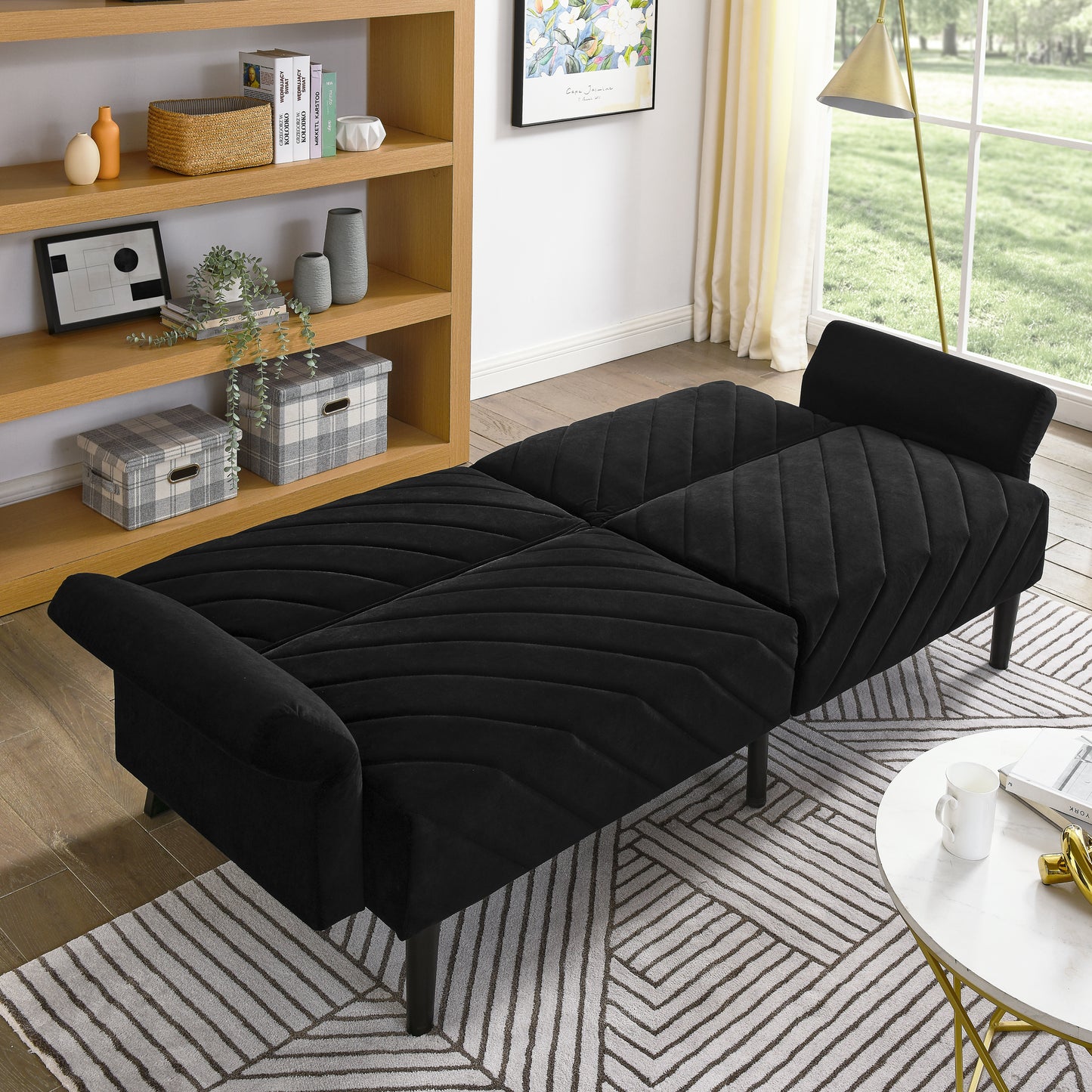 87'' Loveseat Sleeper Velvet Futon Sofa Bed