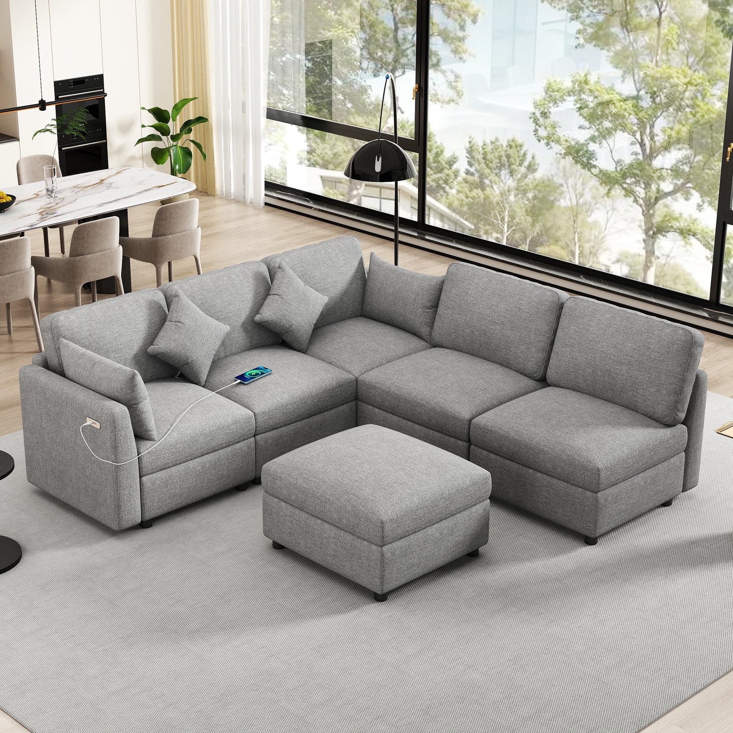 5 Seater Reversible Modular Sectional Sofa