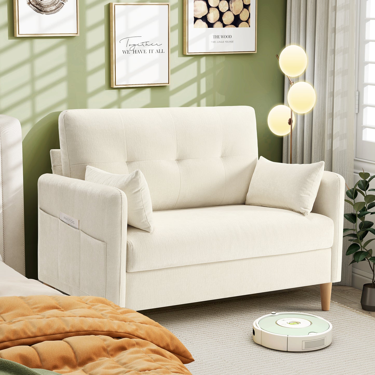 47'' Wide LoveSeat, 2-seat Chenille sofa with 2 Pillows for Living Room and Small Spaces