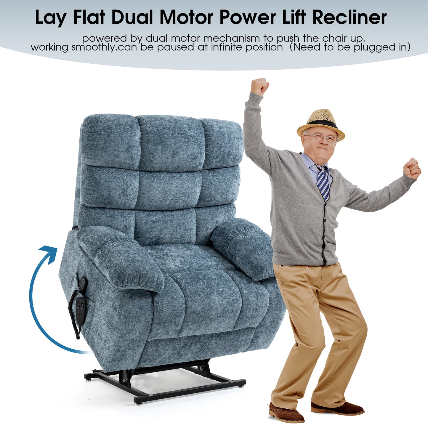 0050 Lay Flat Recliner Power Lift Chair for Elderly with Massage and Heat