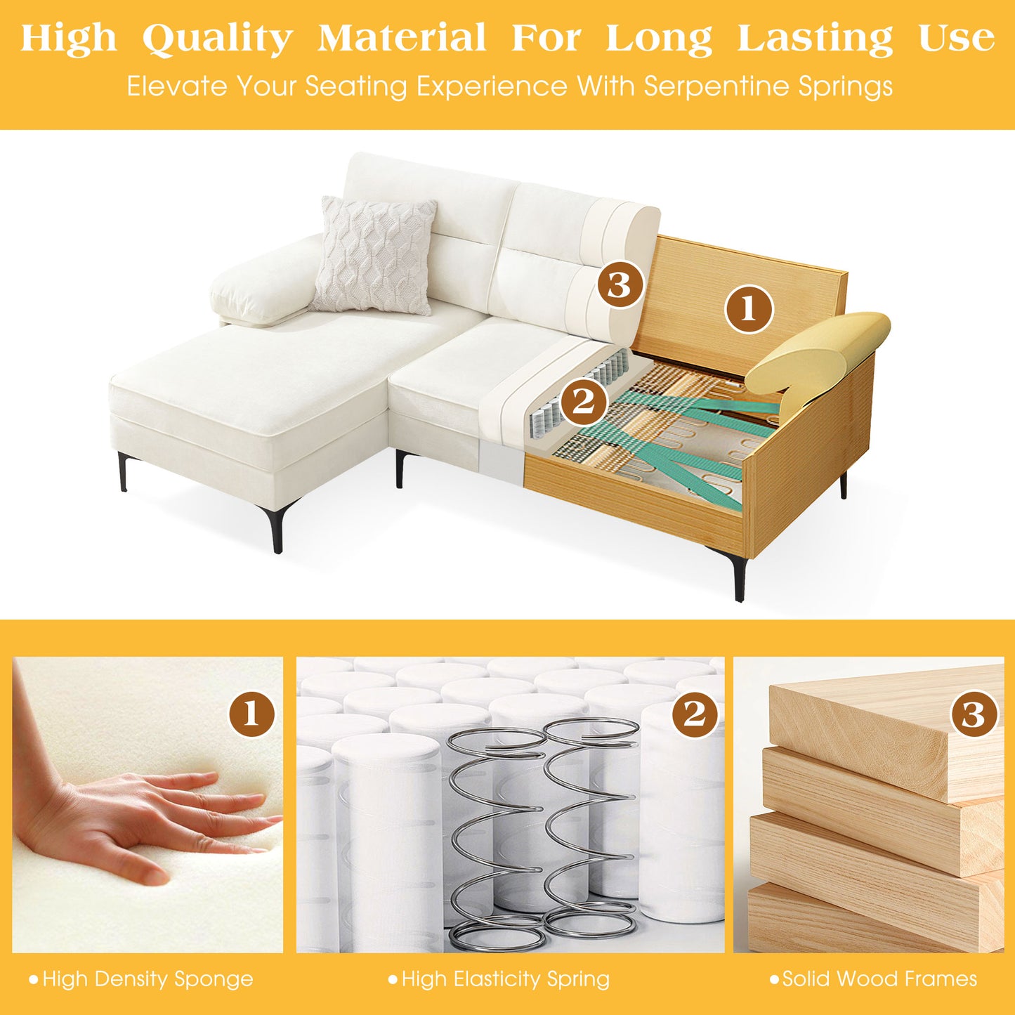 85'' Modern Sectional Sofas Couches for Living Room