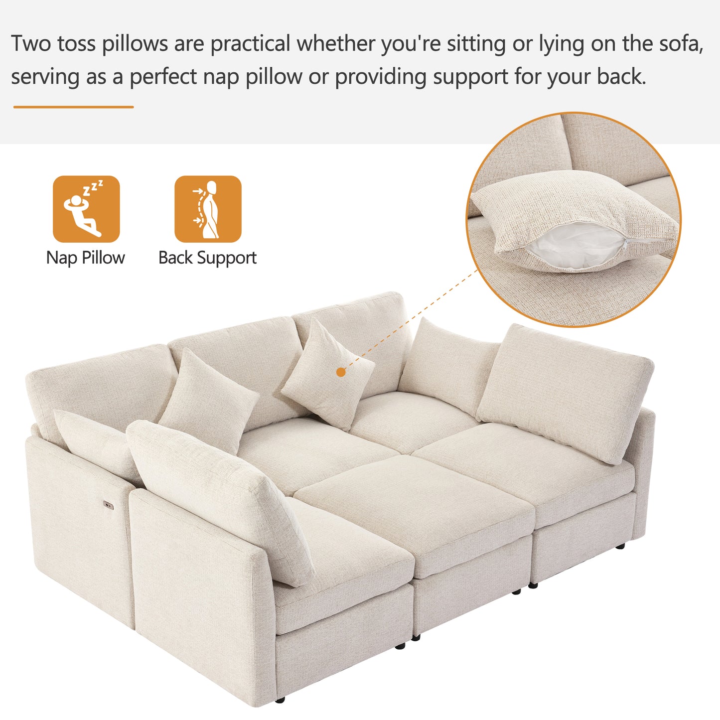 5 Seater Reversible Modular Sectional Sofa