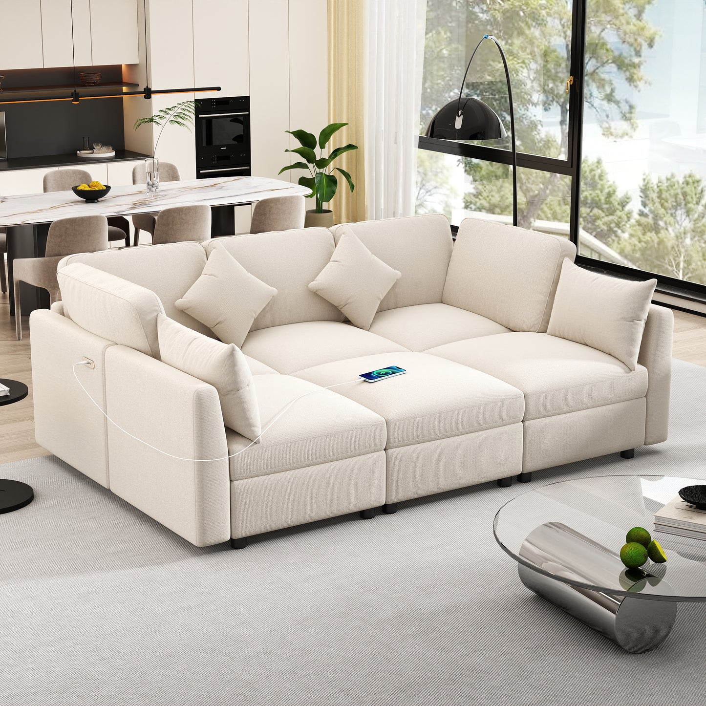 5 Seater Reversible Modular Sectional Sofa
