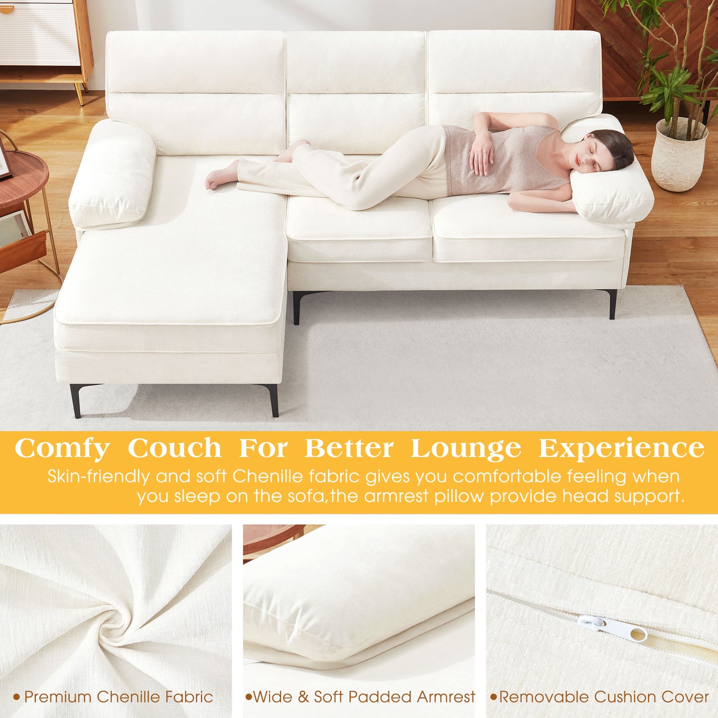 85'' Modern Sectional Sofas Couches for Living Room