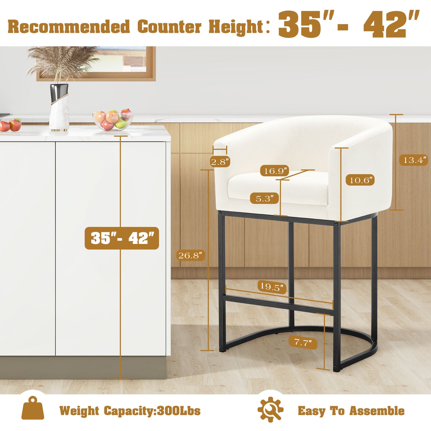 26" H Modern Counter Height Bar Stools