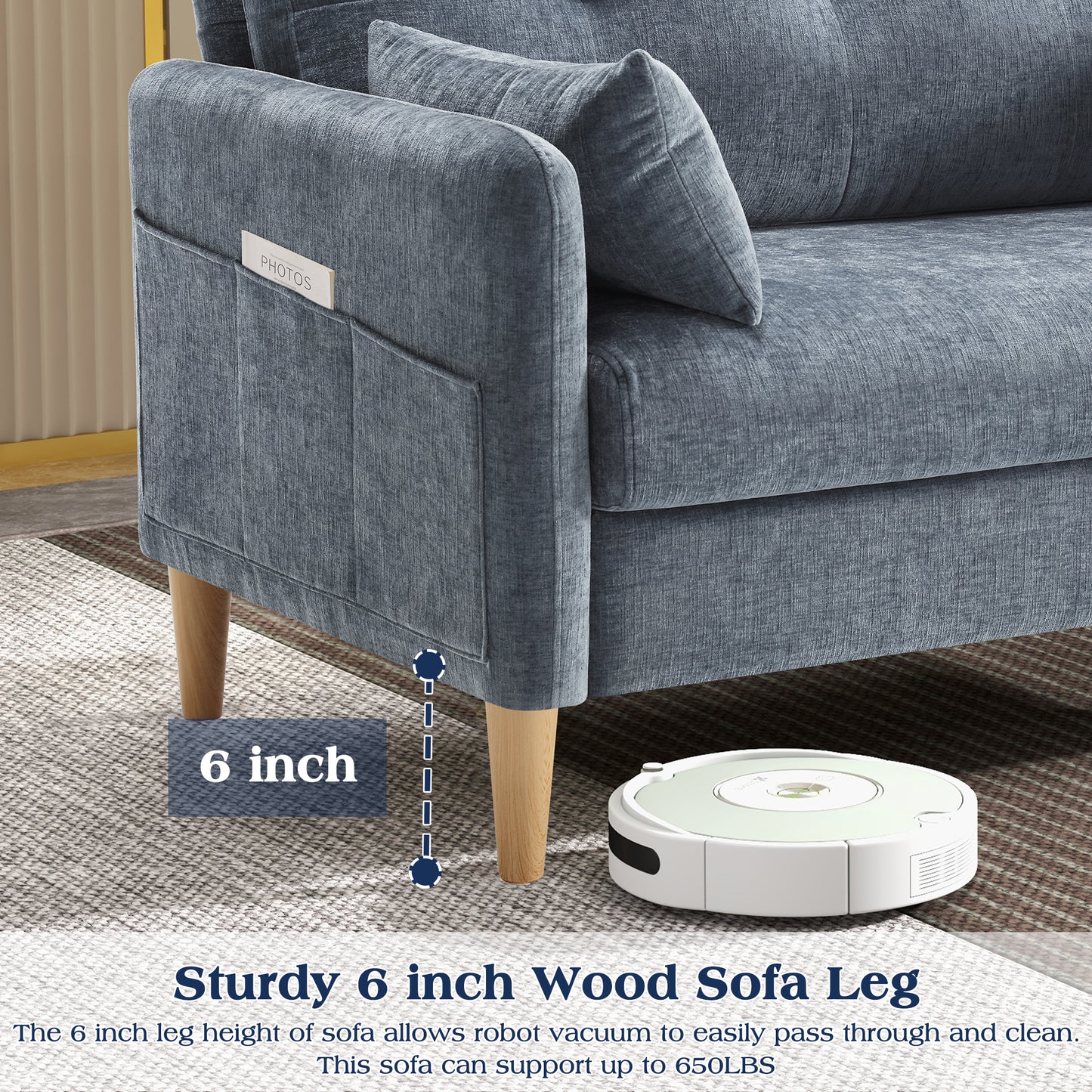 47'' Wide LoveSeat, 2-seat Chenille sofa with 2 Pillows for Living Room and Small Spaces