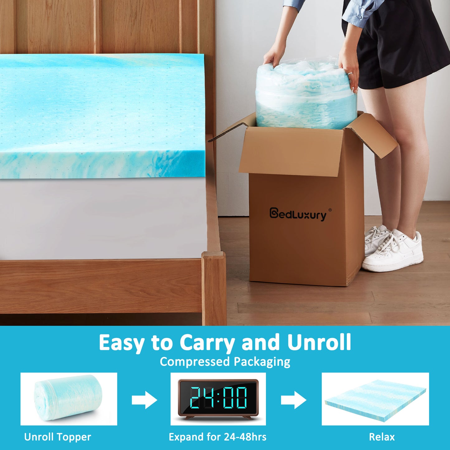 2&3 Inch Gel Memory Foam Mattress Topper