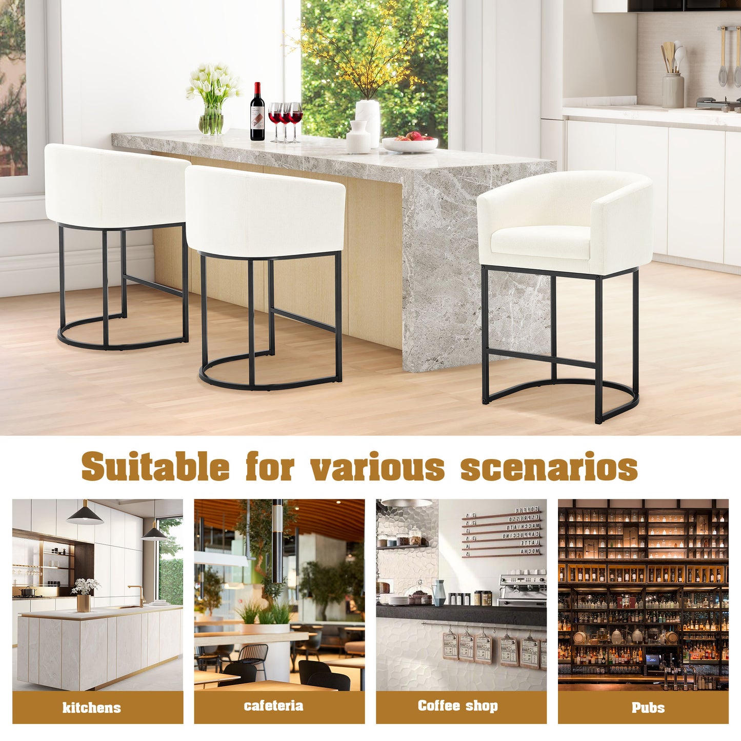 26" H Modern Counter Height Bar Stools