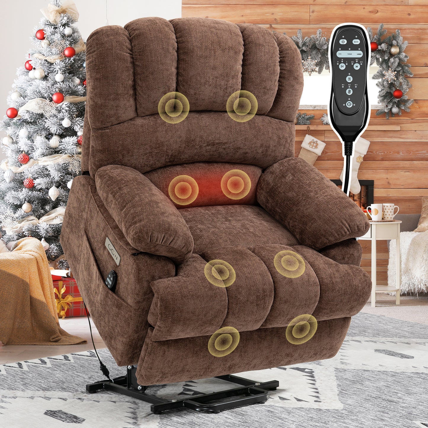 0030 Power Lift Recliner Chair for Living Room with Massage and Heat
