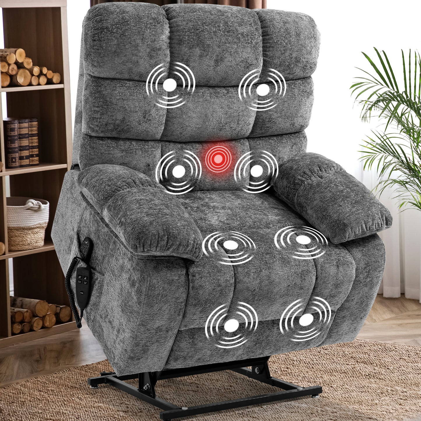0050 Lay Flat Recliner Power Lift Chair for Elderly with Massage and Heat