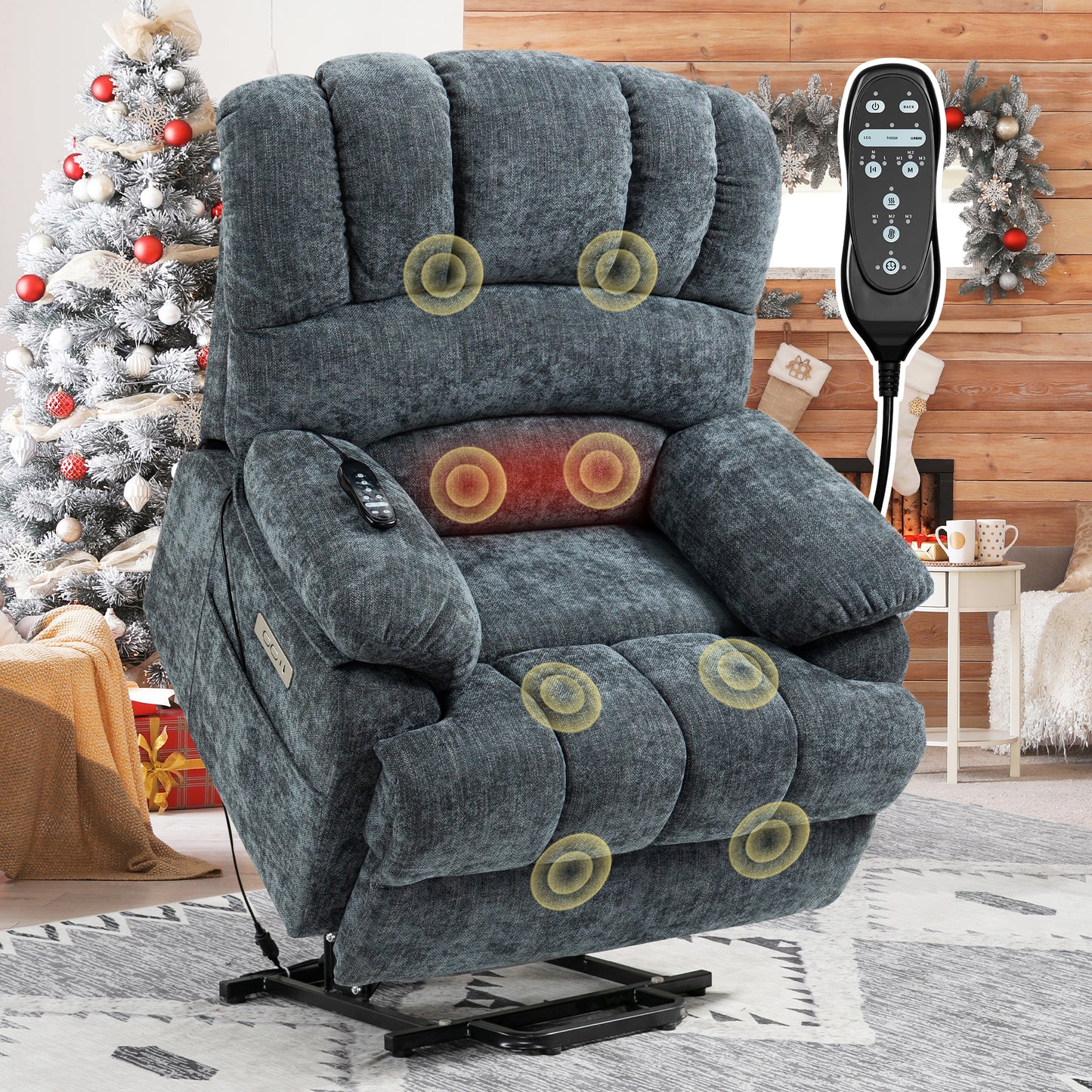 0030 Power Lift Recliner Chair for Living Room with Massage and Heat