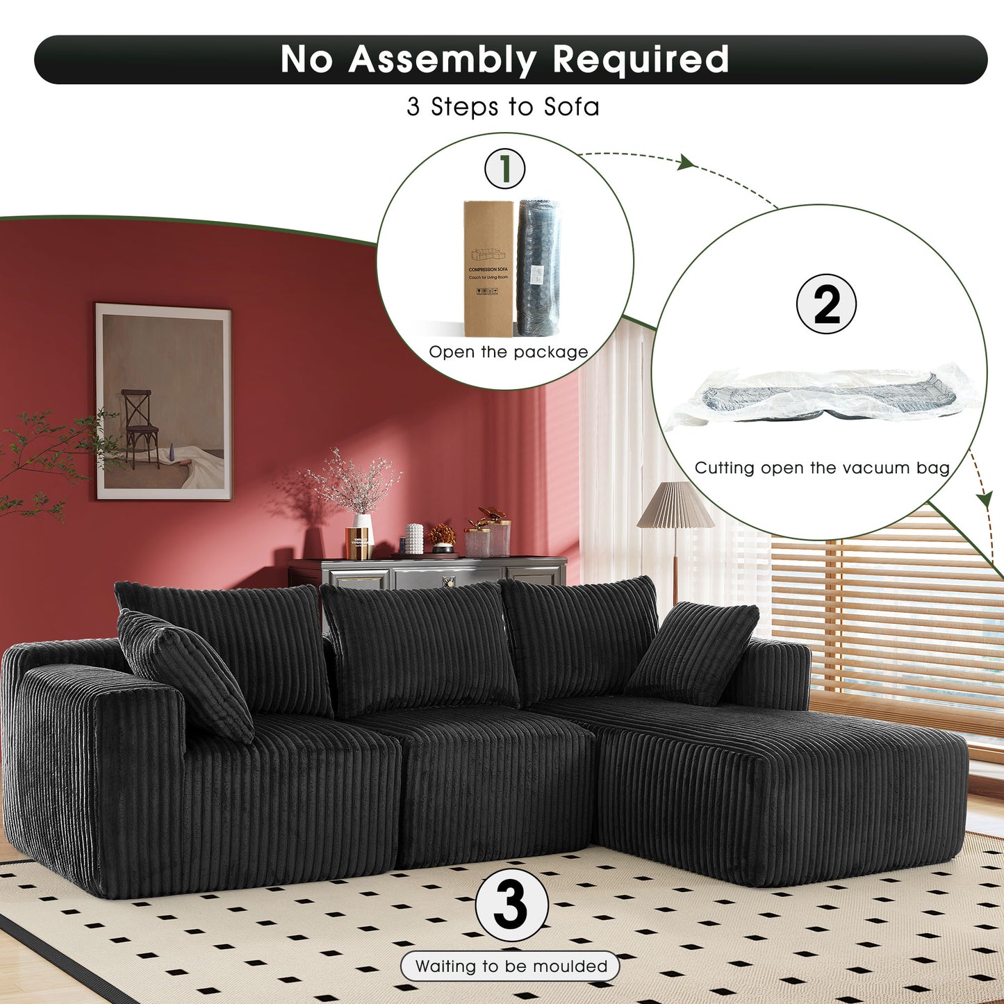 102" Cloud Sectional Couch with L-Shape Chaise