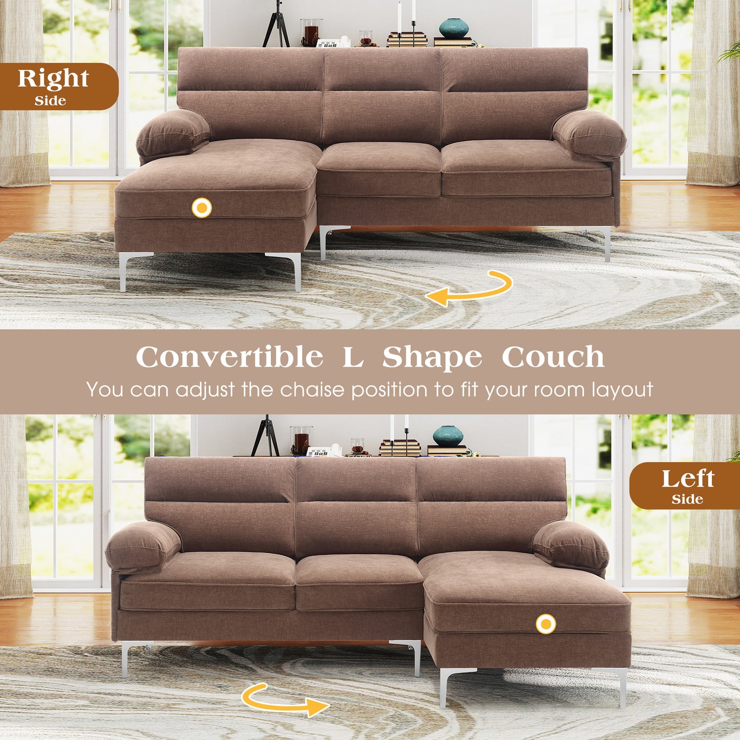 85'' Modern Sectional Sofas Couches for Living Room