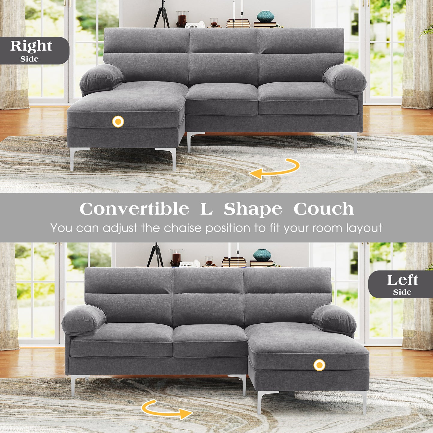 85'' Modern Sectional Sofas Couches for Living Room