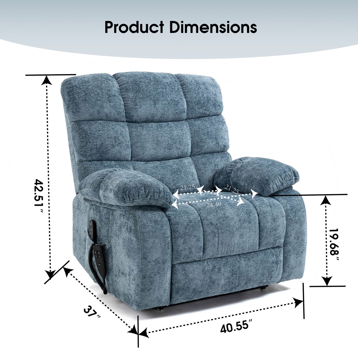0050 Lay Flat Recliner Power Lift Chair for Elderly with Massage and Heat
