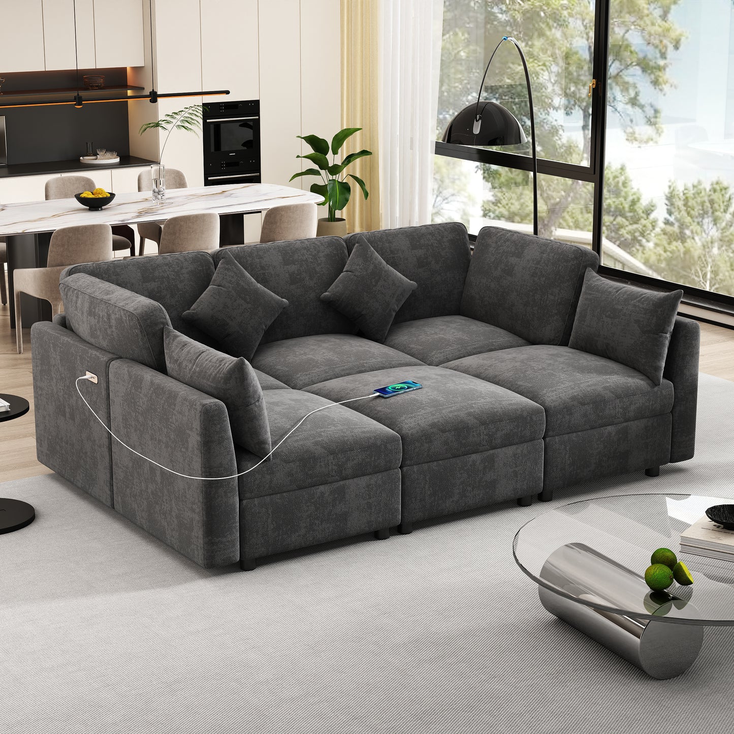 5 Seater Reversible Modular Sectional Sofa