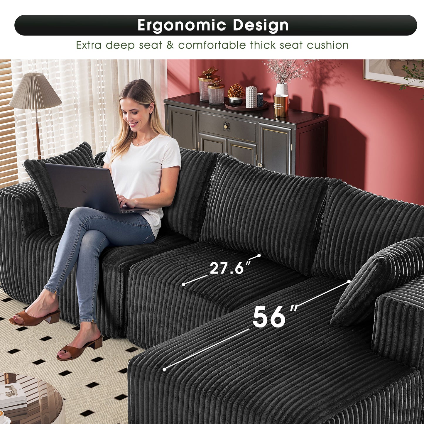 102" Cloud Sectional Couch with L-Shape Chaise