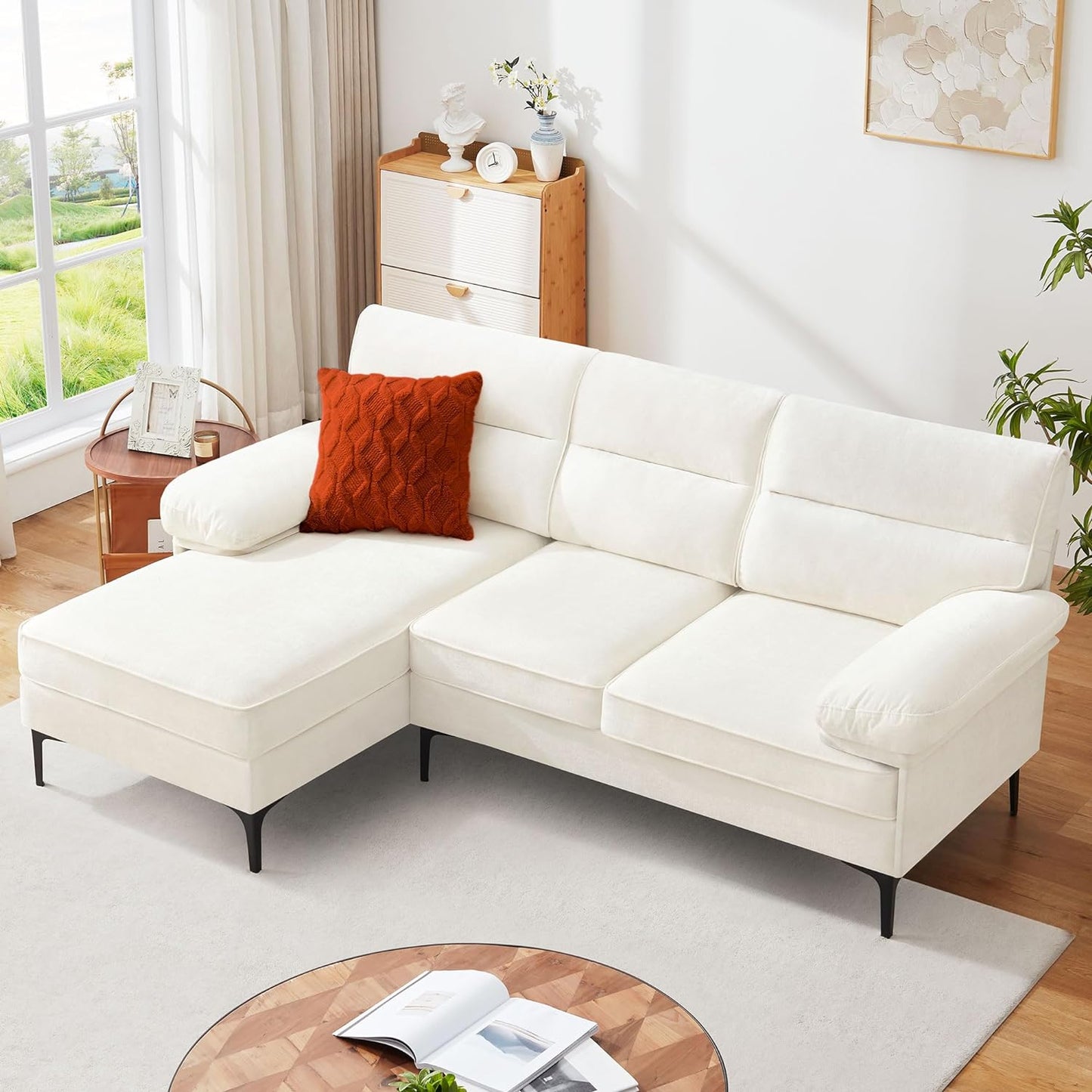 L Shape Couch 3 Seater Comfy Sofa with Reversible Chaise