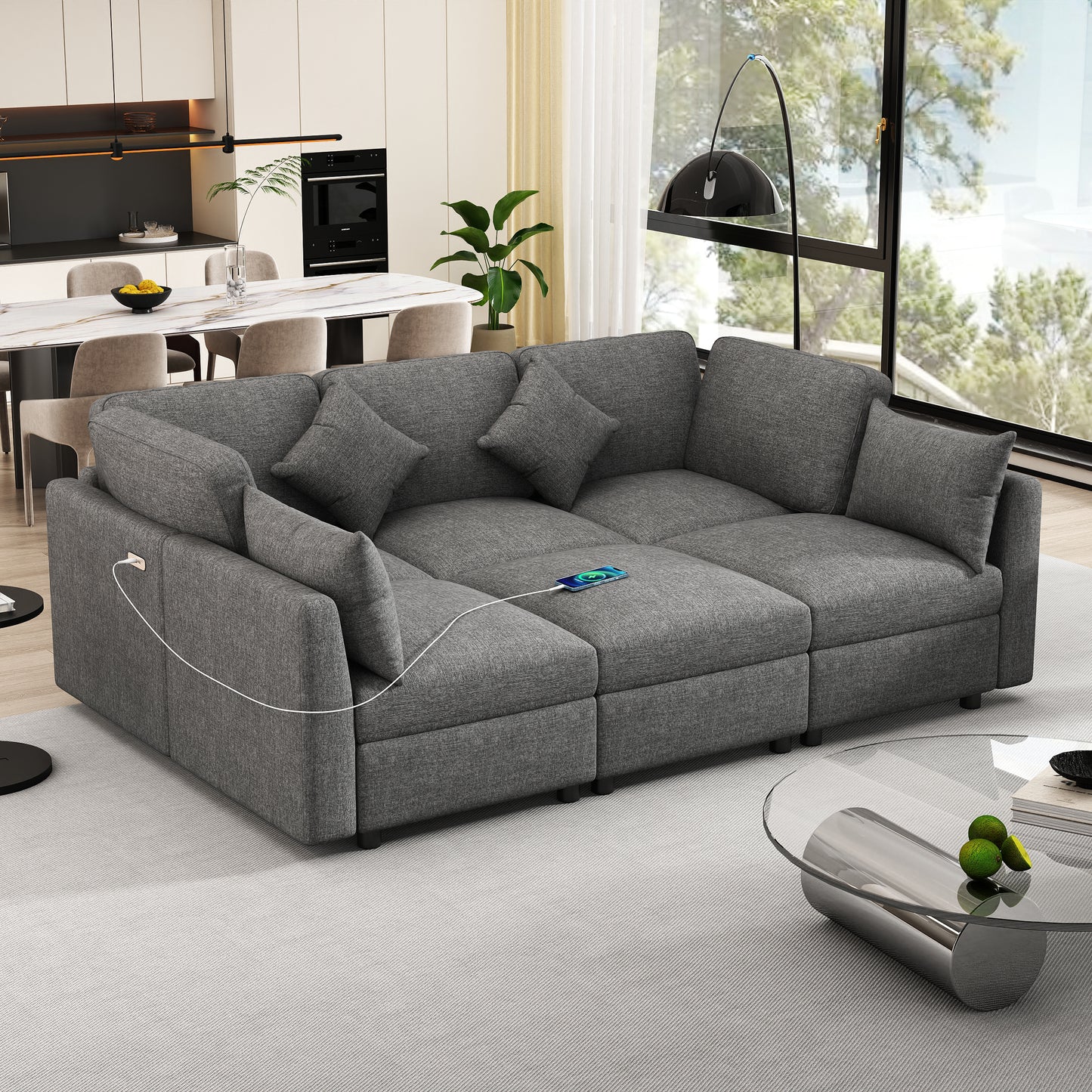 5 Seater Reversible Modular Sectional Sofa