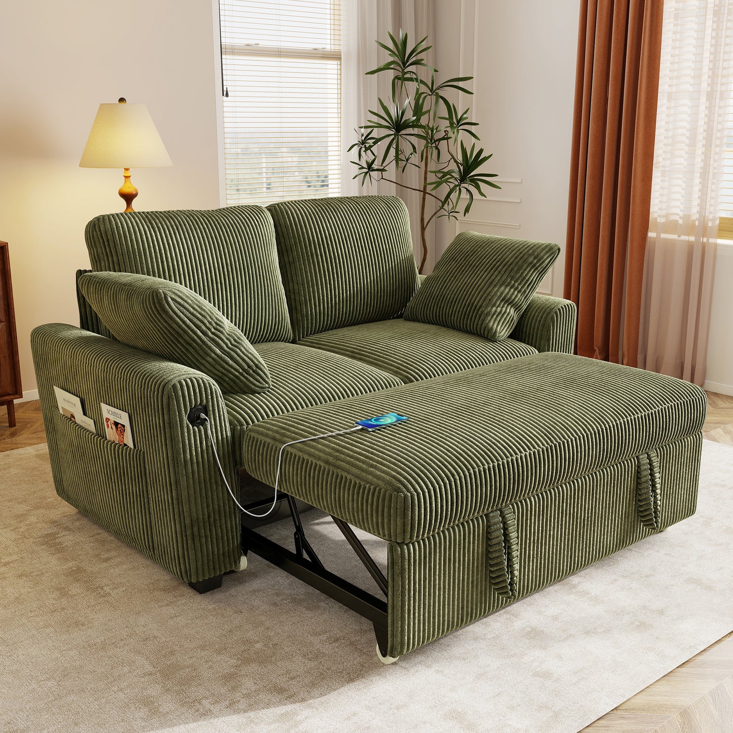 Sectional Sleeper Sofa with Pull Out Bed for Living Room