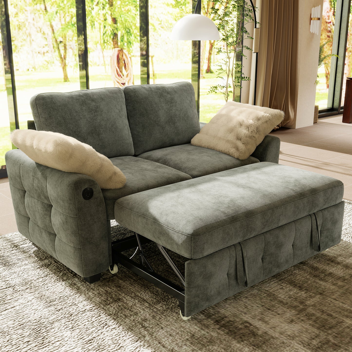 Sectional Sleeper Sofa with Pull Out Bed for Living Room