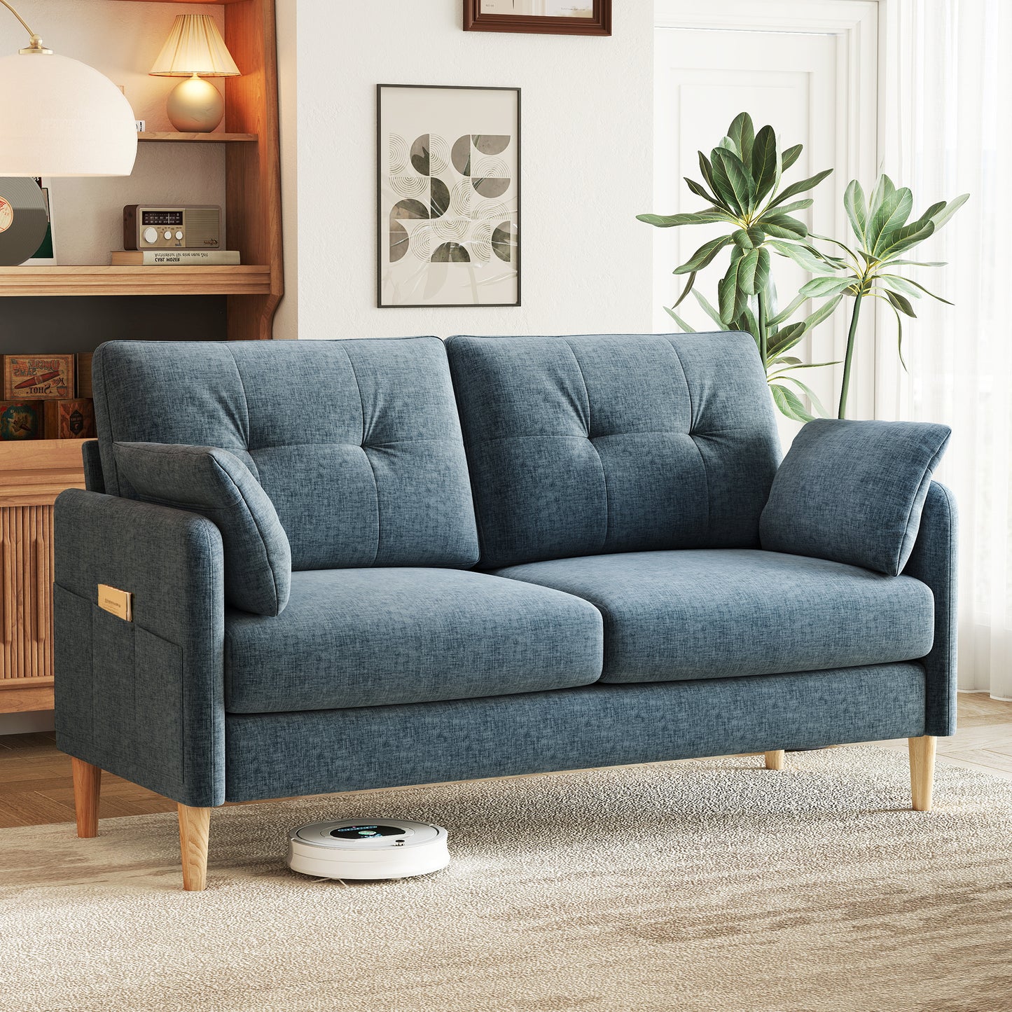 47'' Wide LoveSeat, 2-seat Chenille sofa with 2 Pillows for Living Room and Small Spaces